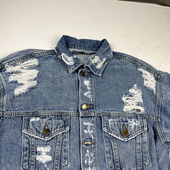 Carmar Womens Distressed Denim Jean Jacket Blue Street Layer Button Front XS - Picture 3 of 10